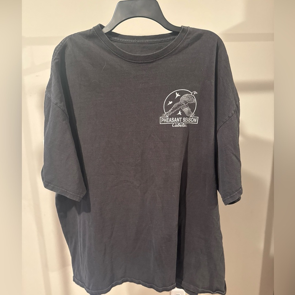 Cabelas Shirt Adult 3XL Black Short Sleeve Tee Solid Pheasant Season Cotton